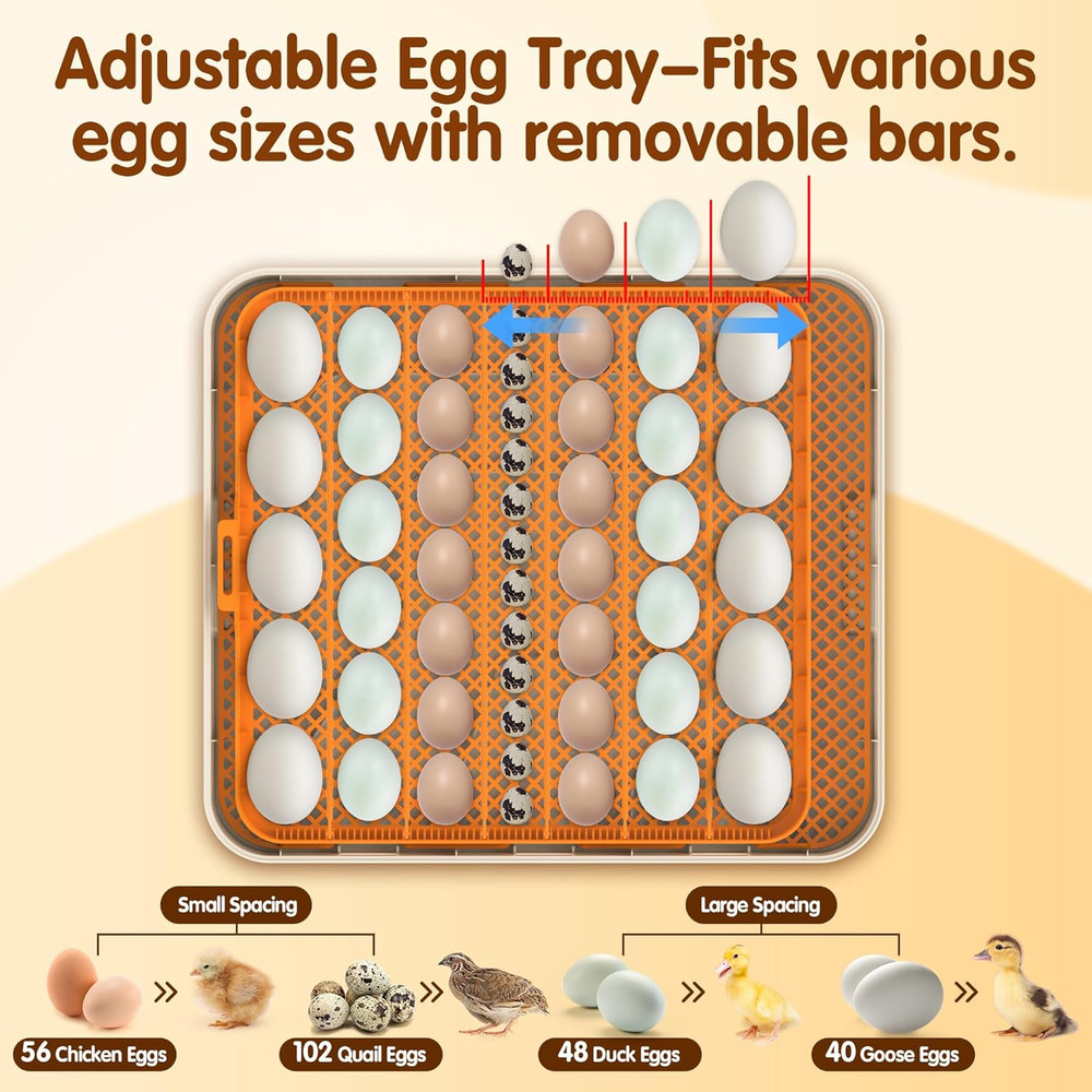 Incubator for Hatching Eggs, 56 Eggs Incubator with Automatic Egg Turning, Tempe