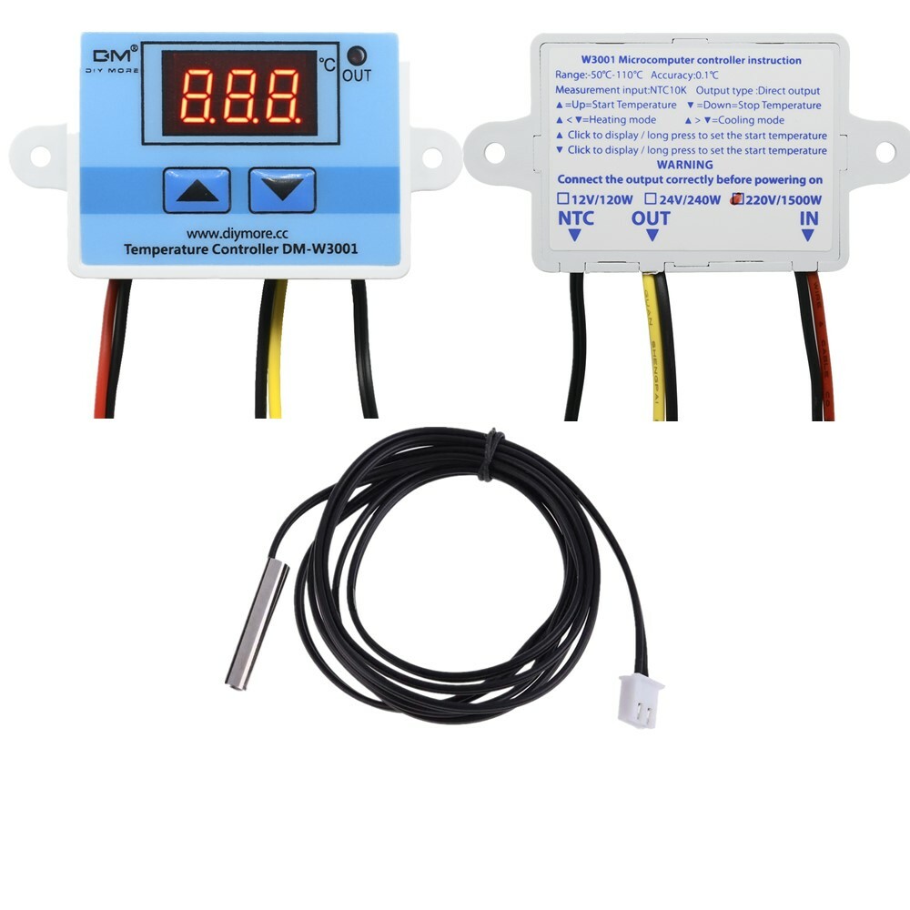 W3001 Incubator Digital Temperature Controller Thermostat Switch Probe Tester