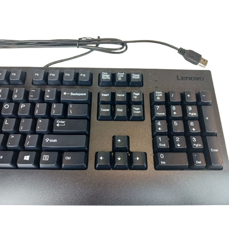 Lenovo Wired USB Keyboard Gen2 with Black Wired Mouse