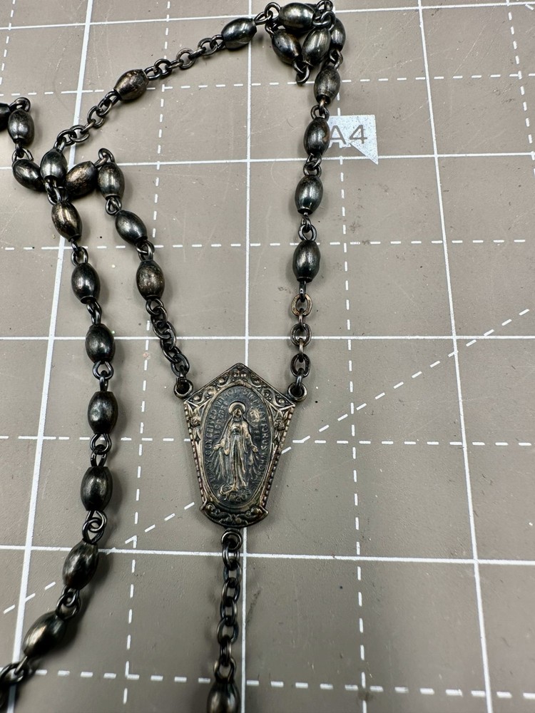 Antique Sterling Rosary with Sterling Beads