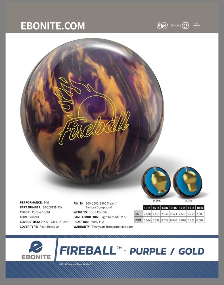 EBONITE FIREBALL 15LBS NIB BOWLING BALL