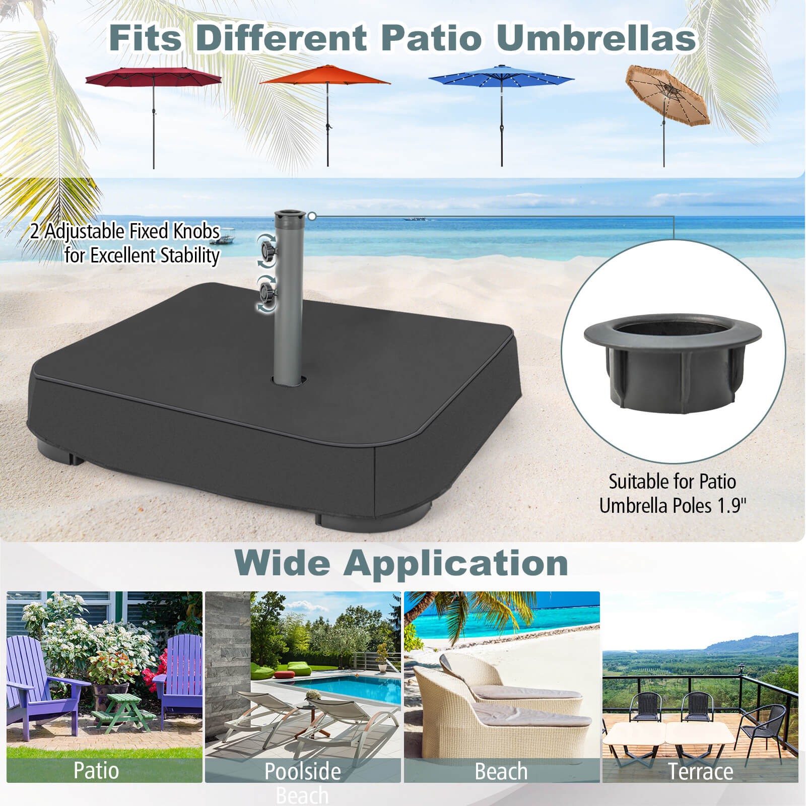 Patio Market Offset Umbrella Stand Holder Base Sand Filled Sandbags Outdoor