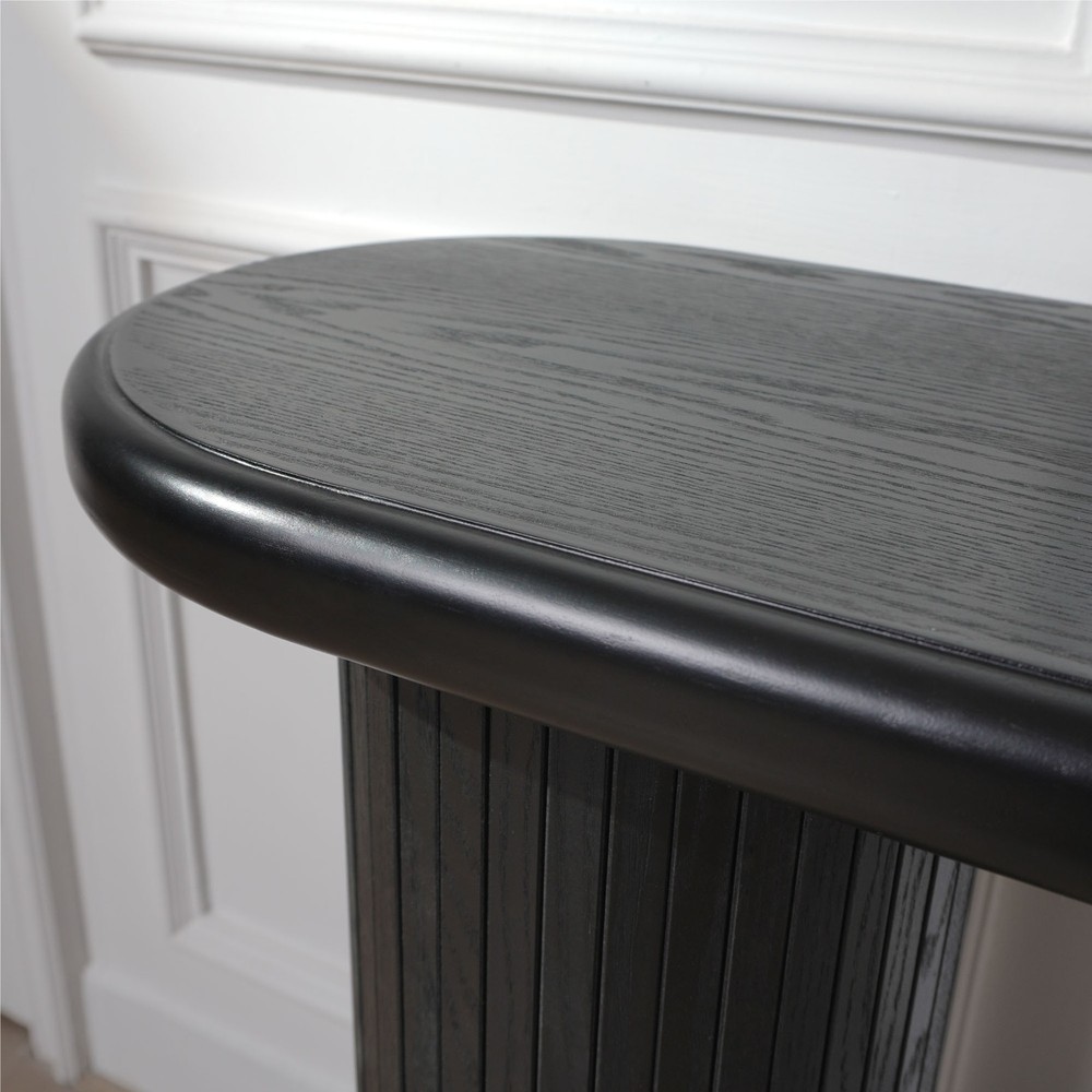 Wood Console Table, Modern Black Console Table, 56" W fluted entryway table,Bla