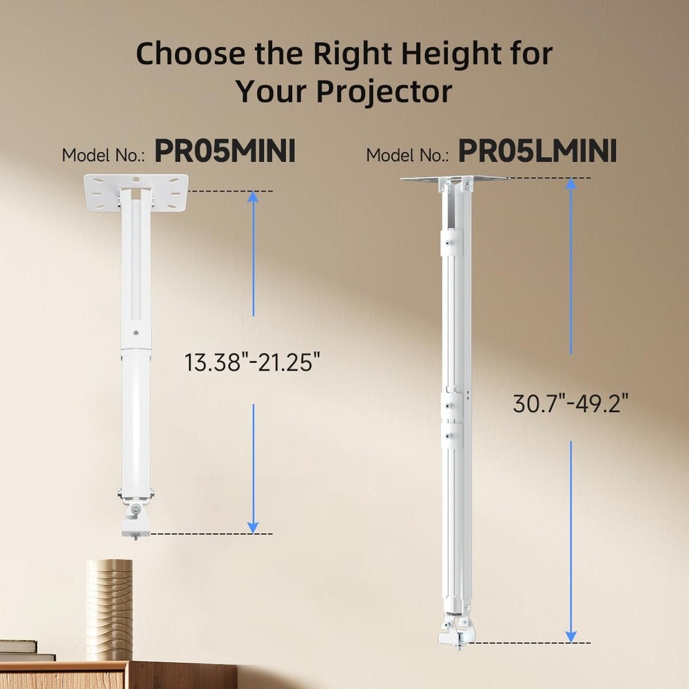 49 Inch Extended Mini Projector Ceiling Mount Adjustable Wall Thread PR05LMINIW
