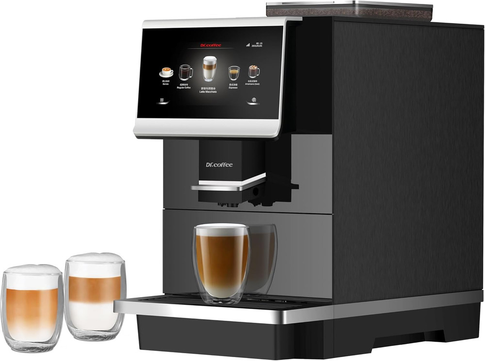 DR.COFFEE C12 Fully Automatic Espresso Machine with Touchscreen & 9 Grind Sizes