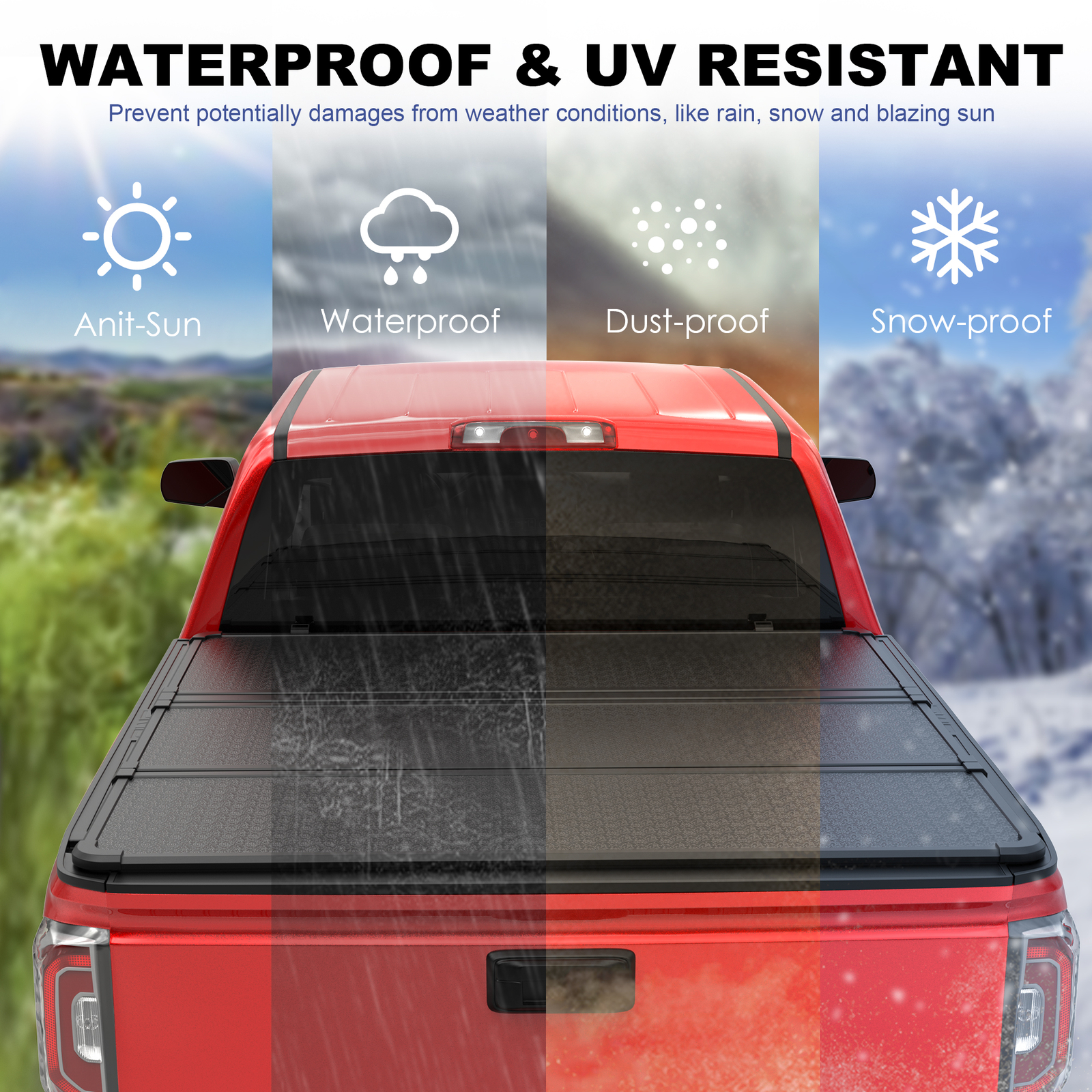 3 Fold 5FT Hard Truck Bed Tonneau Cover For 2015-2024 Chevy Colorado GMC Canyon