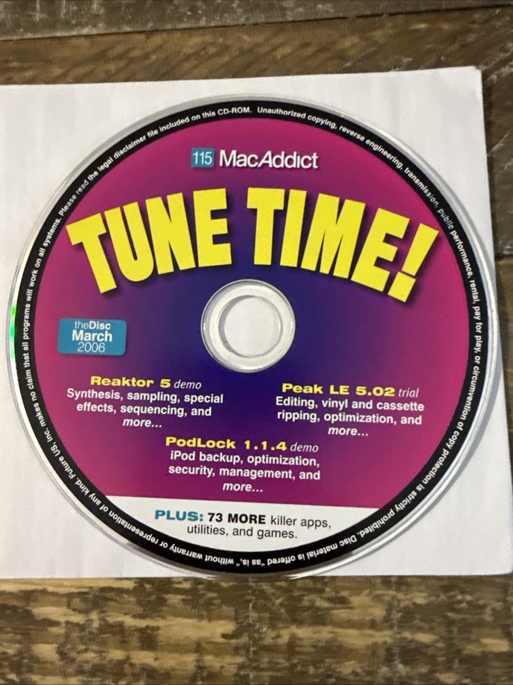 115 Mac Addict Tune Time Software PC Cd Rom