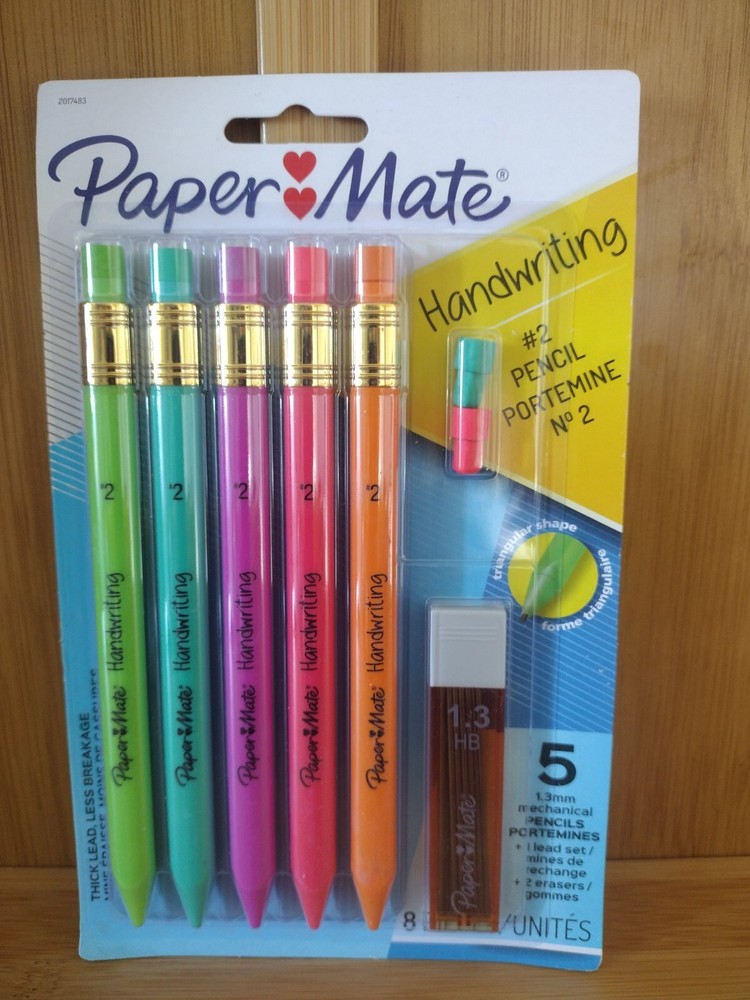 Handwriting Triangular Mec/ Pencil Set w/ Lead & Eraser, 1.3 mm, 8 Count-Pack 2
