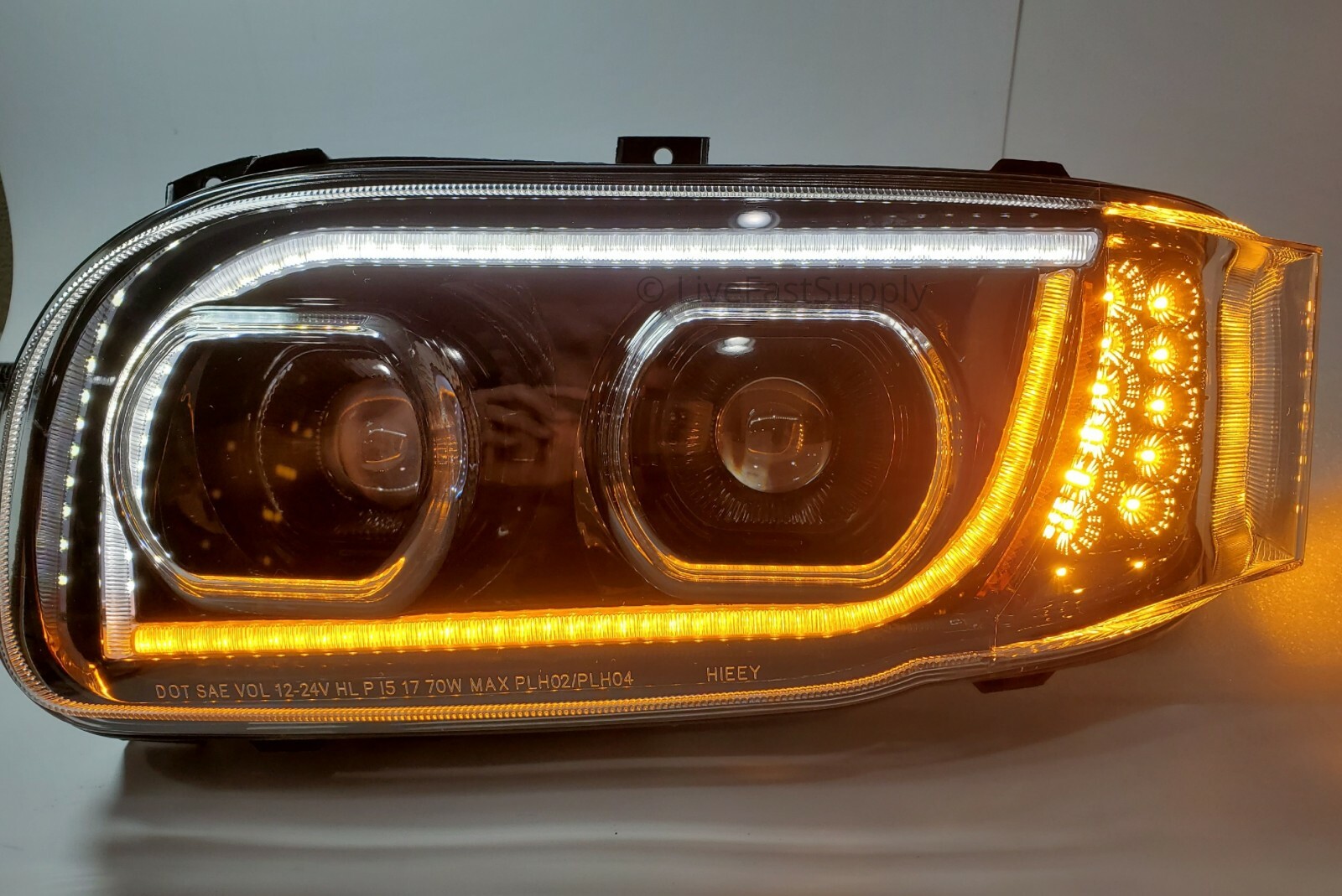 Pair All LED Headlights w/ Dual Function LED Halo DLR for Peterbilt 388/389/567