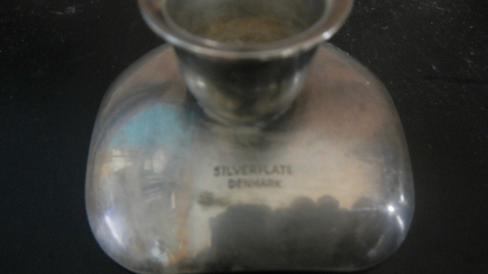 Silverplate TAPER CANDLE HOLDERS Marked Denmark Set of 2 identical