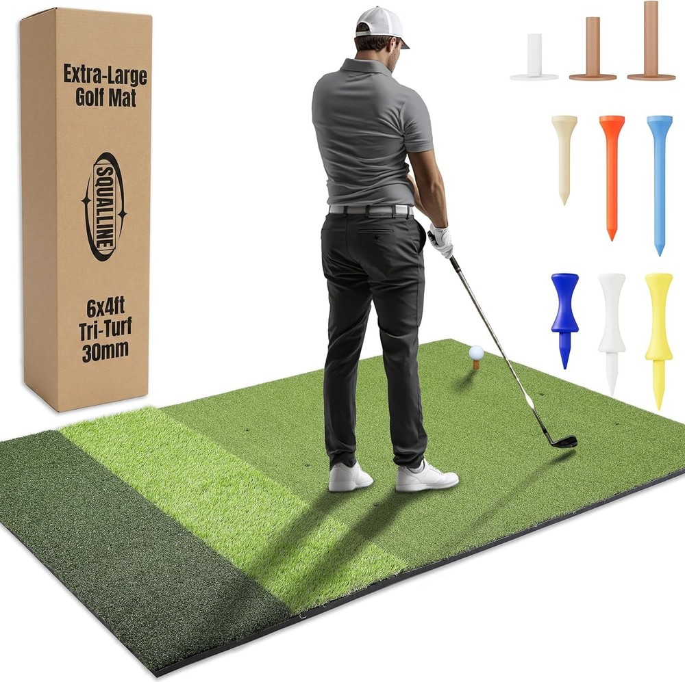 TriZone Pro - 6x4ft Golf Mat | Tri Turf Golf Hitting Mat | Golf Mats Practic...