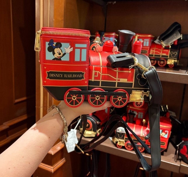 NEW 2026 Disney Parks Loungefly Railroad Train Mickey Minnie Mouse Crossbody Bag