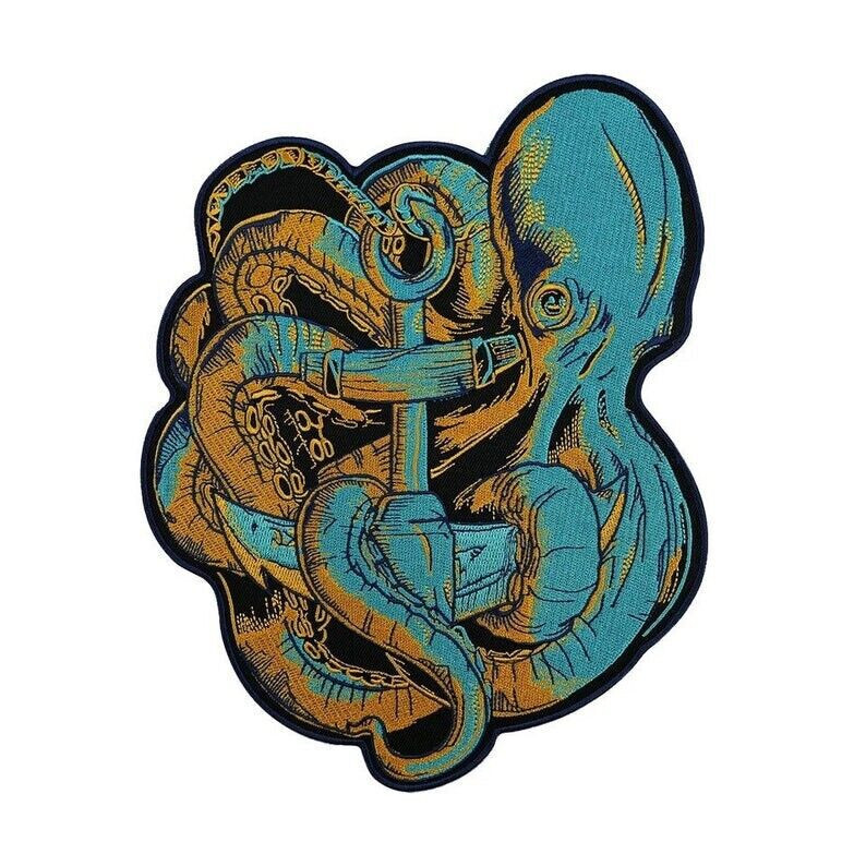 Octopus large back patch for bikers, motoclub jacket, Large patch, Back patch
