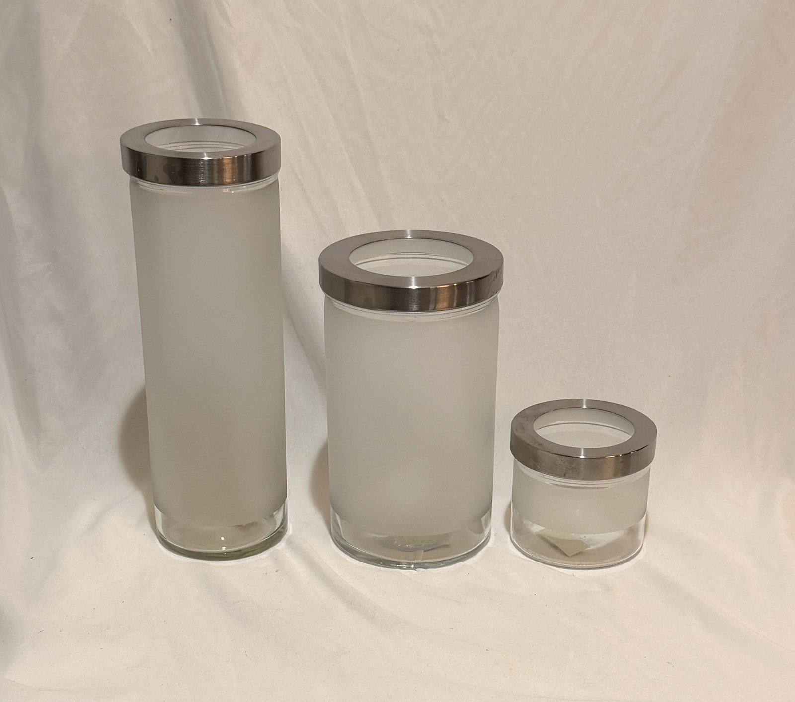 3 IKEA Droppar Frosted Glass Storage  Jars w/Lids by Maya Robert Discontinued