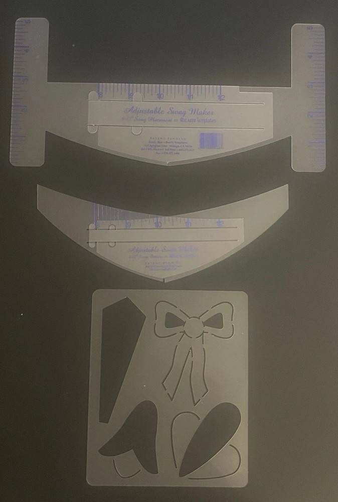 Adjustable Swag Maker by READY Templates Kit (Tools, Pattern & Directions) 8-12”