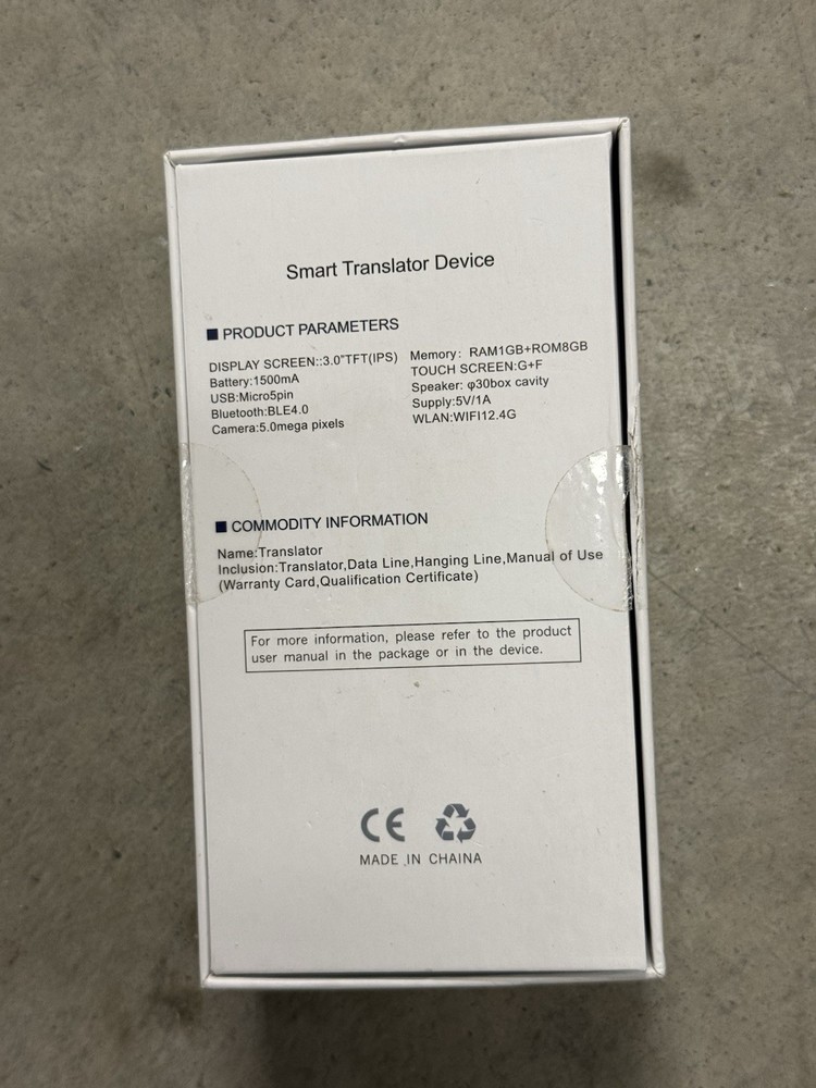 Smart Handheld Translator Device Bluetooth WiFi Voice Touch Screen Camera