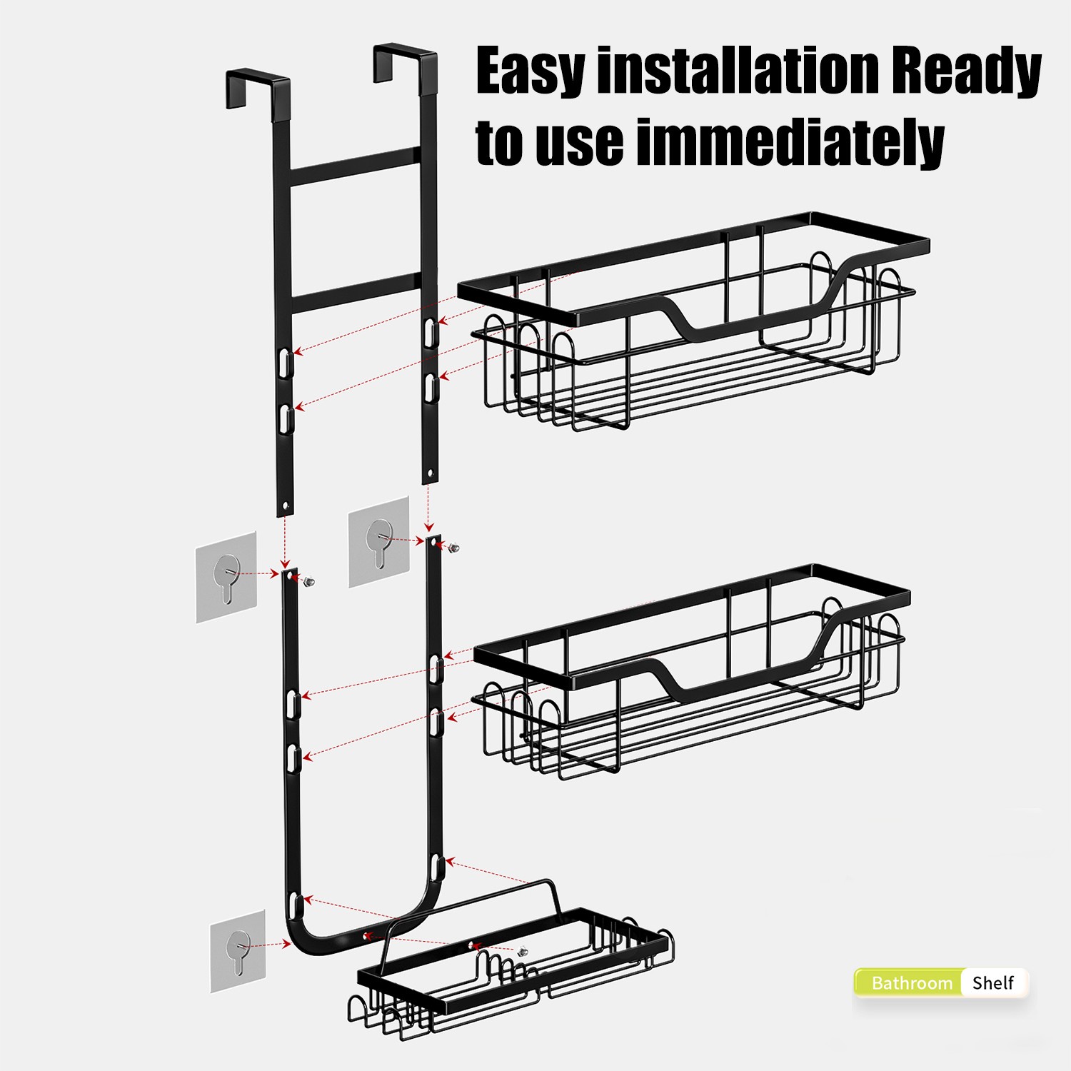 over Shower Black Organizer Door Rustproof the