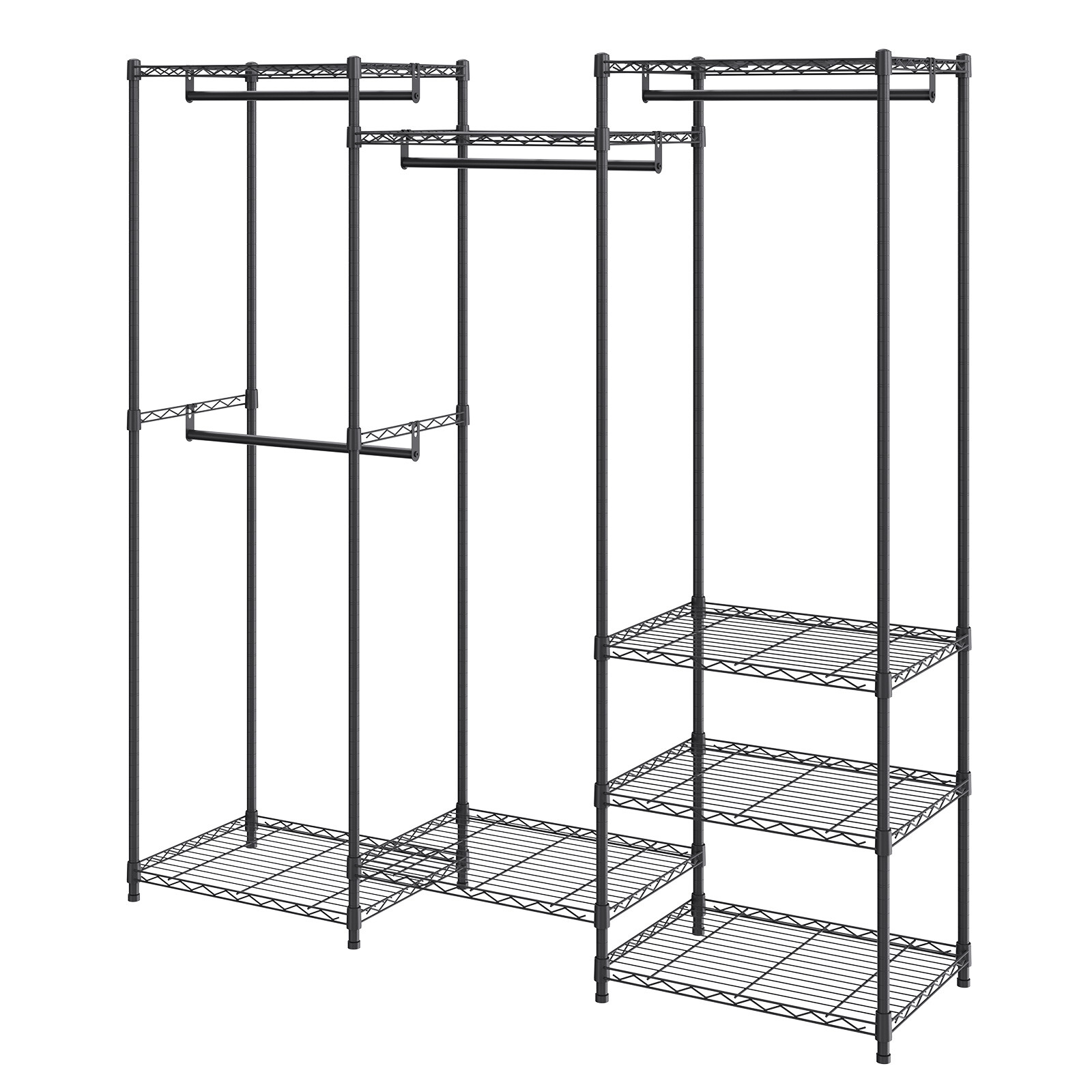 VEVOR Clothes Rack Rolling Clothing Garment Rack 4 Hang Rods & 8 Storage Tiers