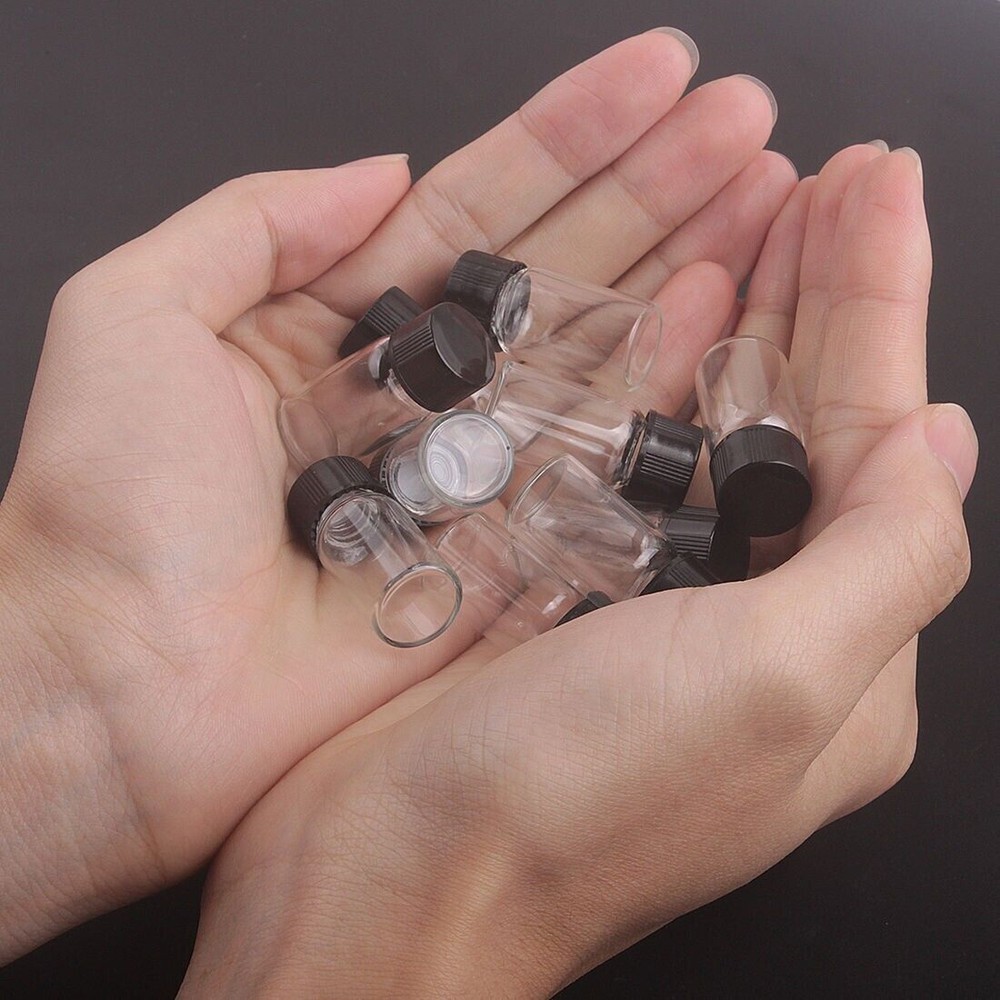 50pcs 3ml Mini Small Clear Glass Bottles Empty Sample Vials Jars with Screw Caps