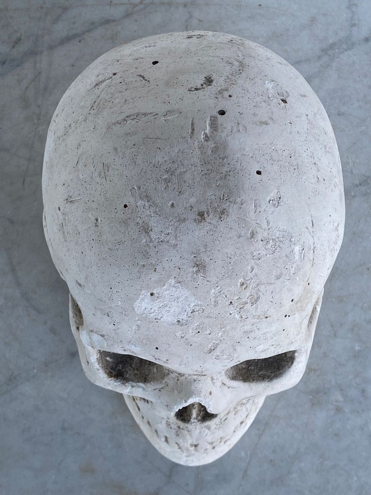 Vintage Solid Plaster Human Skull Head Model. Life Size. RARE
