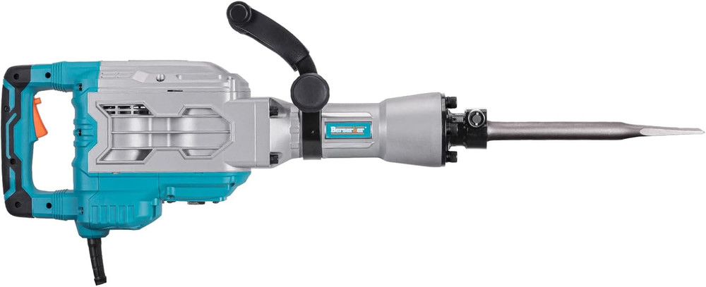 Powerful 30 lb Demolition Jack Hammer with 4 Hex Chisels - Point & Flat Tips
