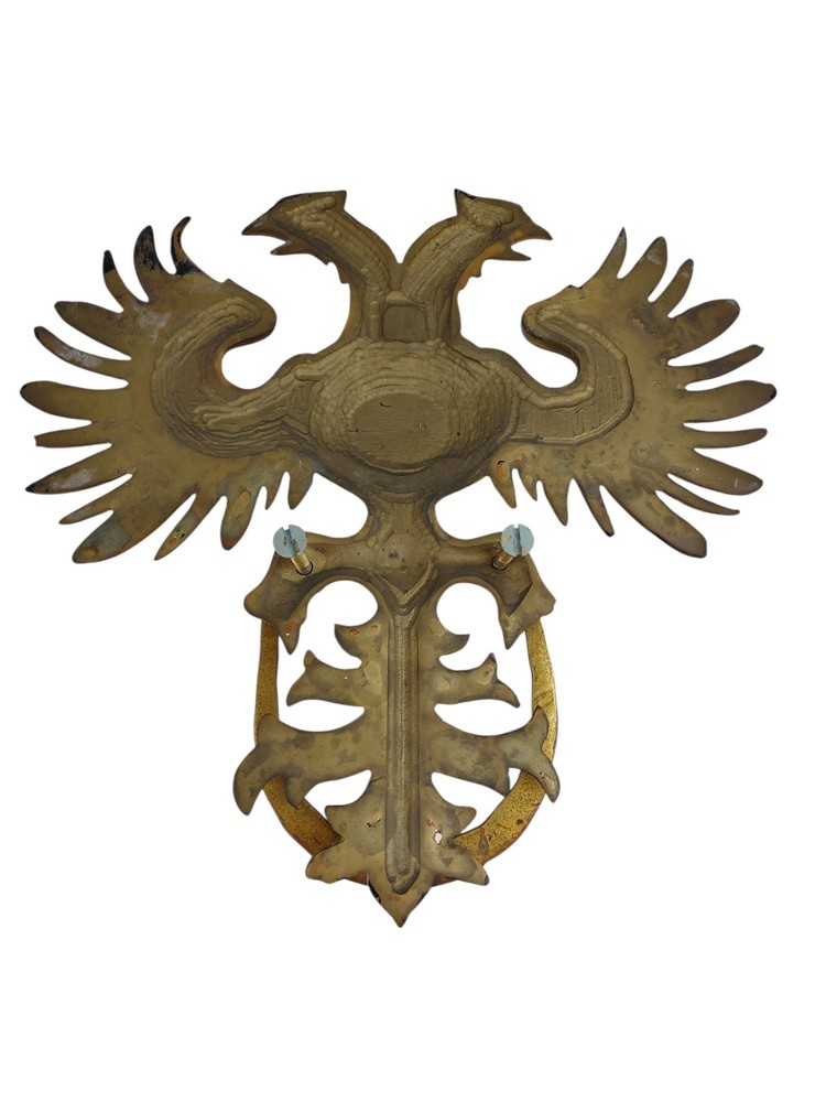 Antique Large 2 Headed Eagle Solid Brass Door Knocker Russian Austrian Masonic