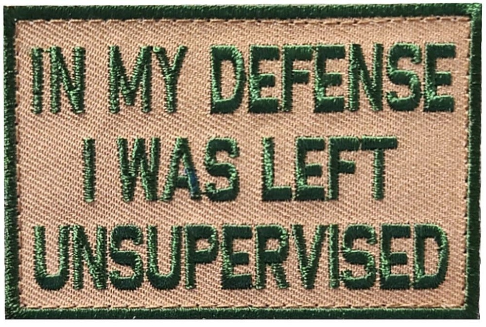 in My Defense I was Left Unsupervised Morale Patch - 2PC -3" X 2" HOOK BACKING