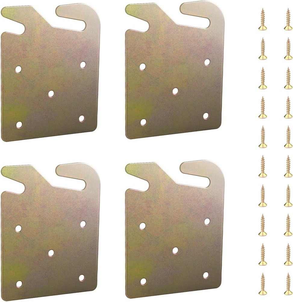 Bed Frame Brackets 4PCS Wood Bed Frame Hardware Universal Replacement Parts B...
