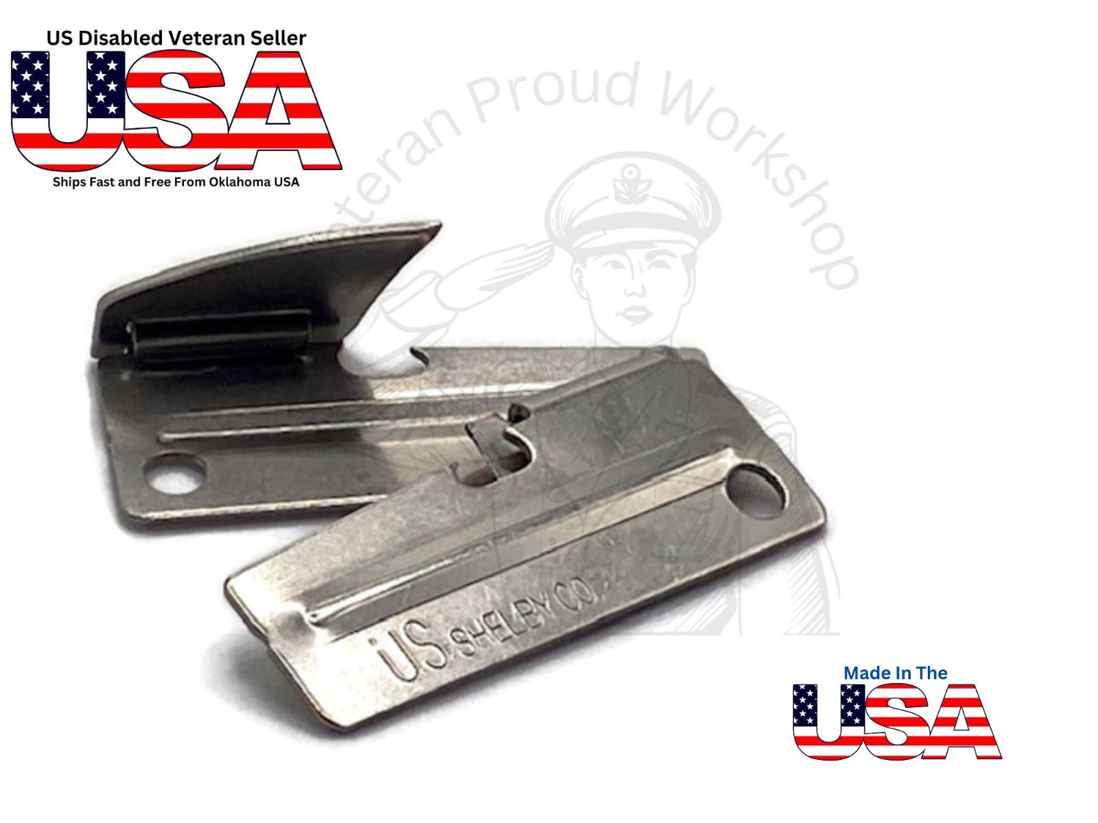 TWO P38 CAN OPENERS US SHELBY CO US ARMY ORIGINAL MILITARY ISSUE MADE IN USA