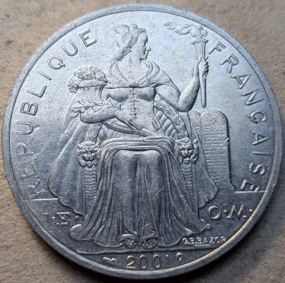 French Polynesia 5 francs 2001