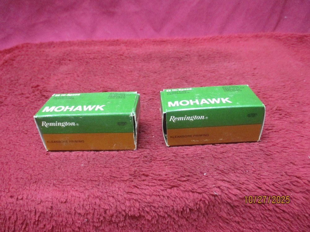 2 Vintage Reminton/Mohawk 22 Long Rifle Boxes., Ammo Boxes, (Empty)