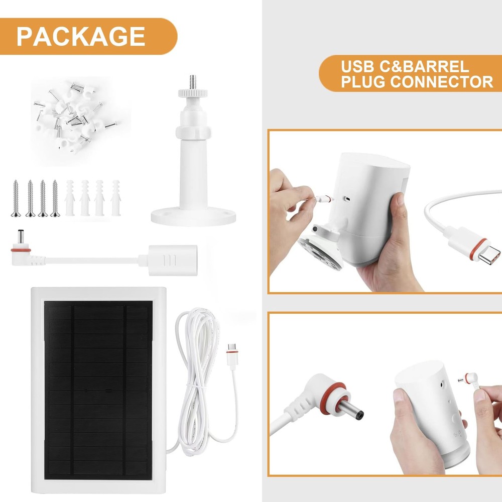 5W Solar Panel Compatible for Ring Camera Spotlight Cam Plus/Pro Battery Stic...