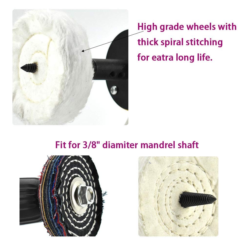 5PCS 3in Buffing Polishing Wheels Kit with 1/4in Drill Shank