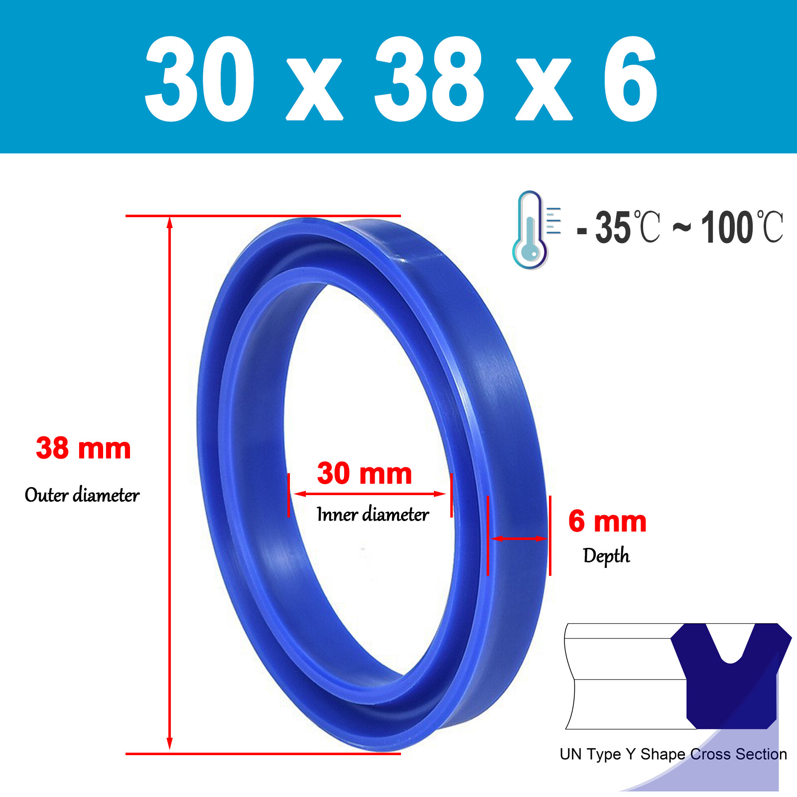 Oil Seal Rings UN/UNS/UHS PU U-cup Piston Hydraulic Rod Height 5-12mm Universal