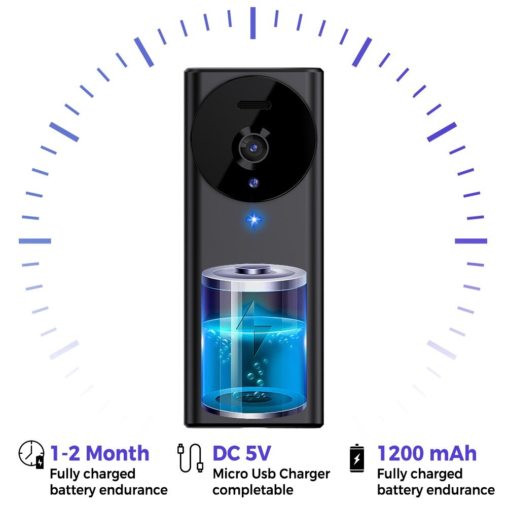 Smart Wireless WiFi Doorbell Intercom Video Camera Door Ring Bell Chime Security
