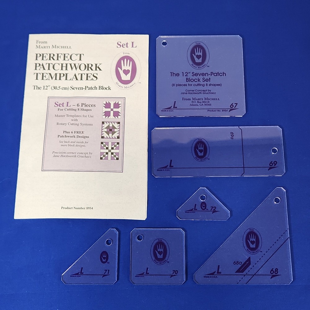 Marti Michell Perfect Patchwork Templates Set L 12 Inch Seven-Patch Block 8954