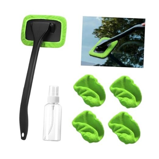 Car Windshield Cleaning Tool, Microfiber Vehicle Window Cleaner with 5 Green