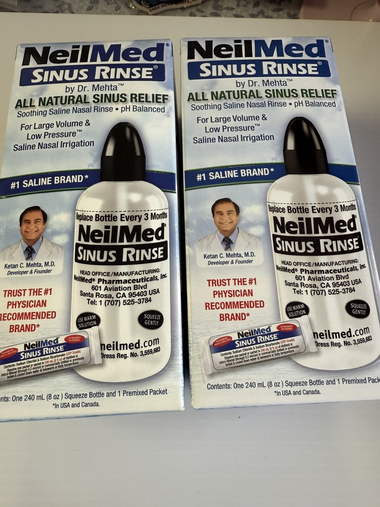 2xNeilMed Sinus Rinse Boxes Bottles 8 OZ+Packets NEW sealed