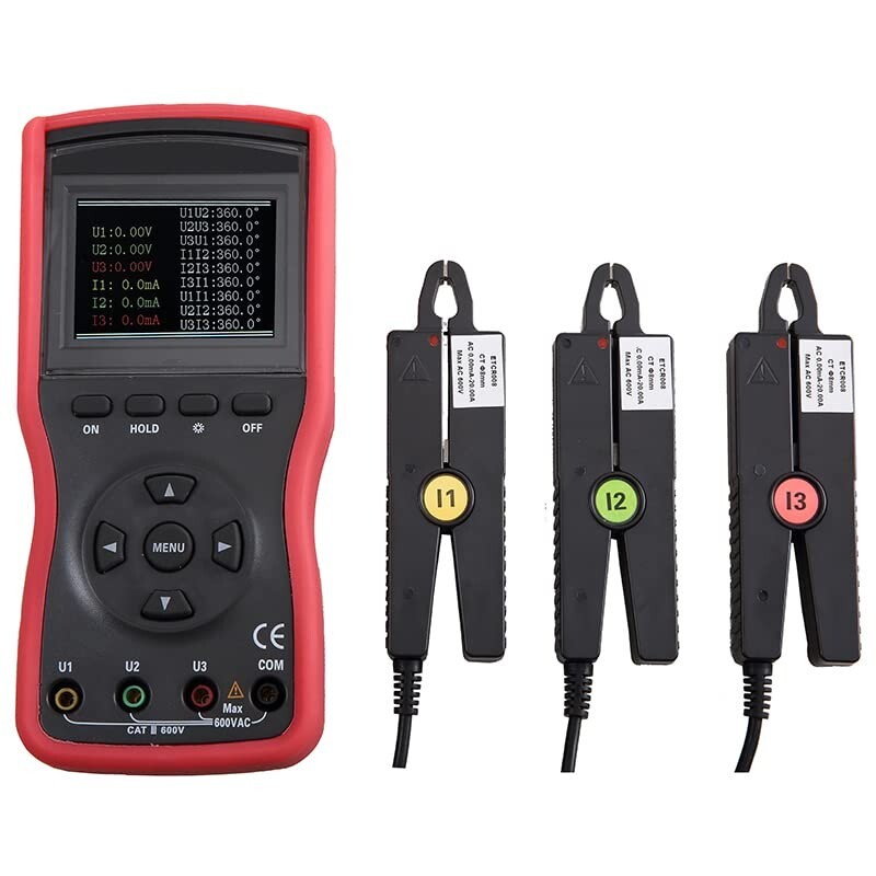 Three Phase Digital Phase Voltmeter with Voltage Range AC 0.00V～600V Φ8mm 20A