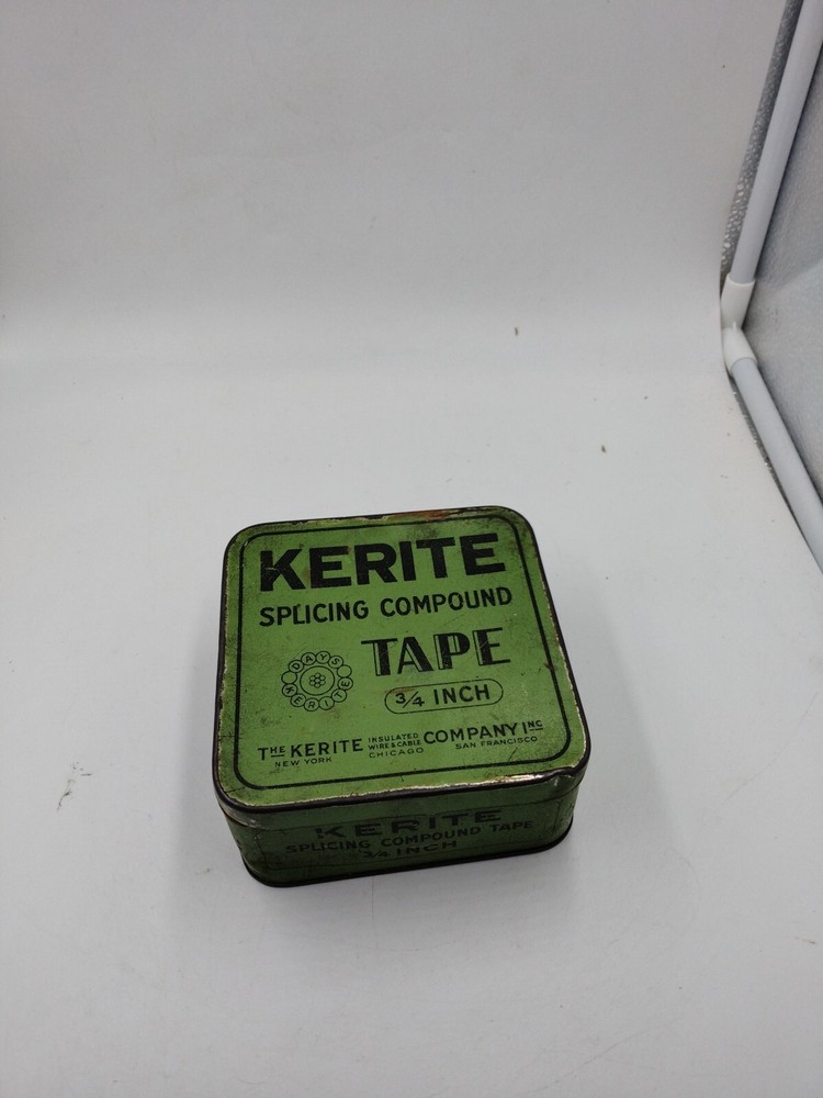 Green Kerite Splicing Compound Tape Advertising Empty Tin Decor