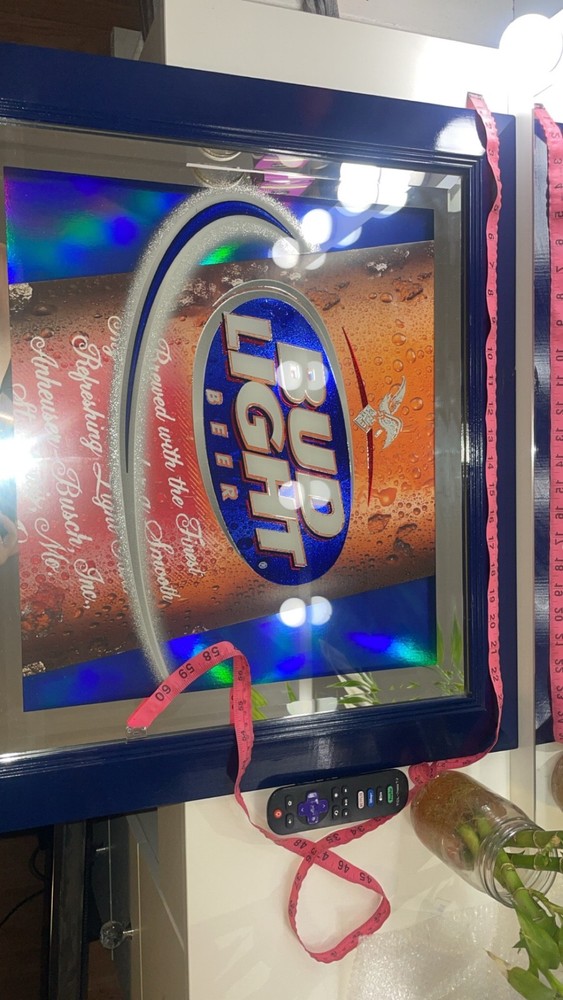 Bud Light beer advertising mirror.