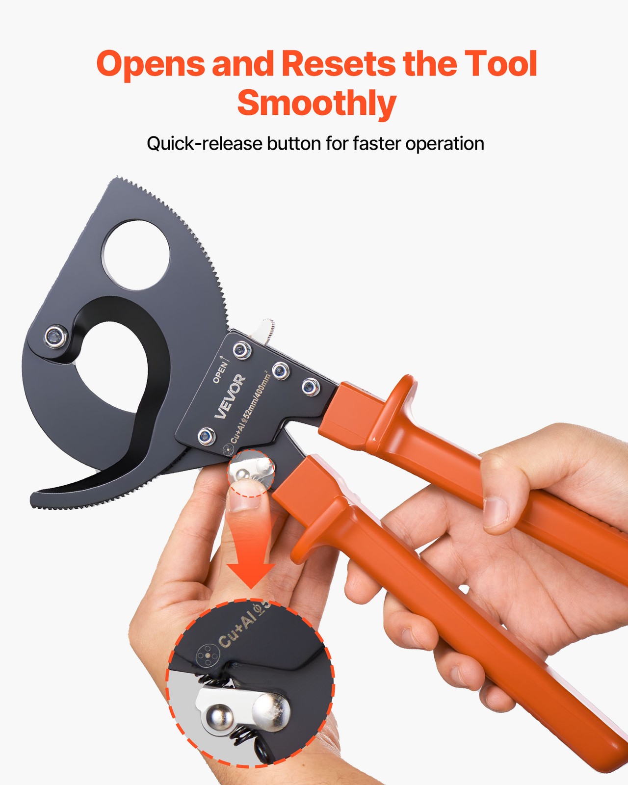 VEVOR Ratcheting Cable Cutter for Cutting Copper Aluminum 800 MCM / 400 mm²