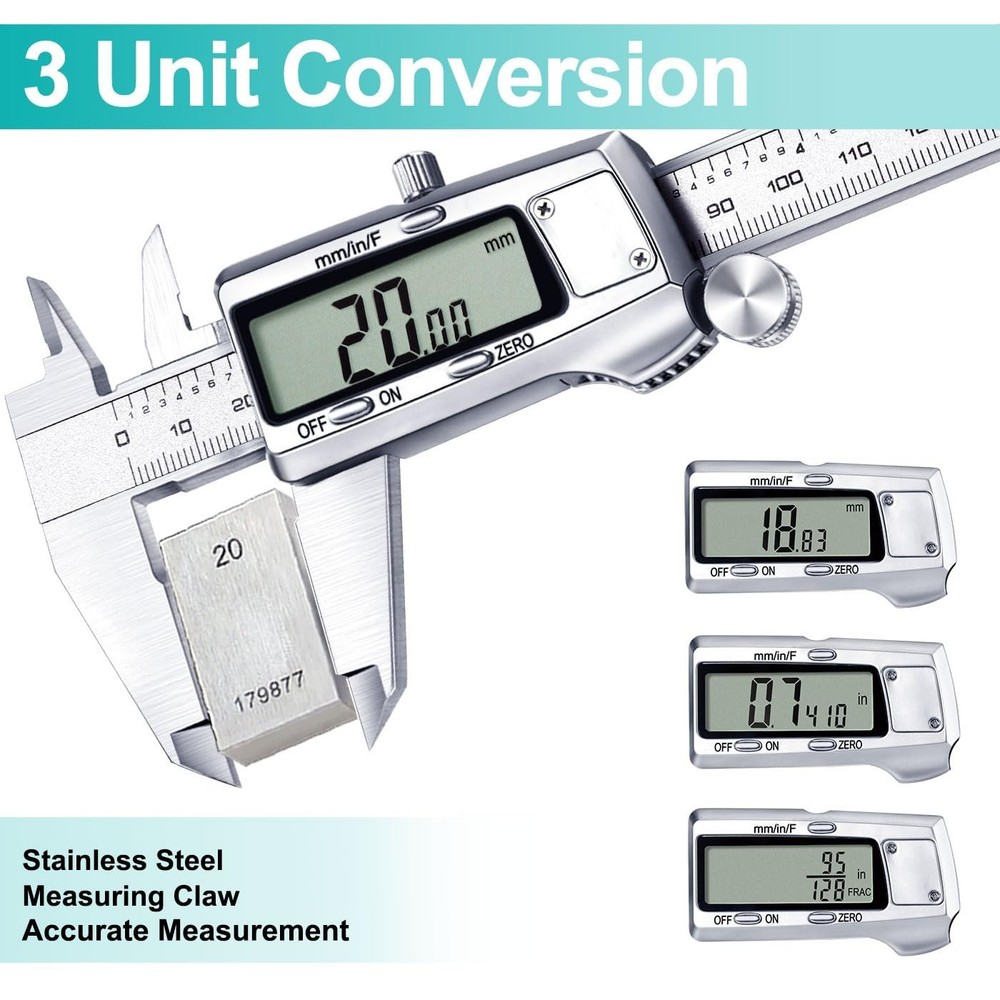 Versatile Digital Caliper 6-Inch - High Accuracy Measuring Tool with LCD Display
