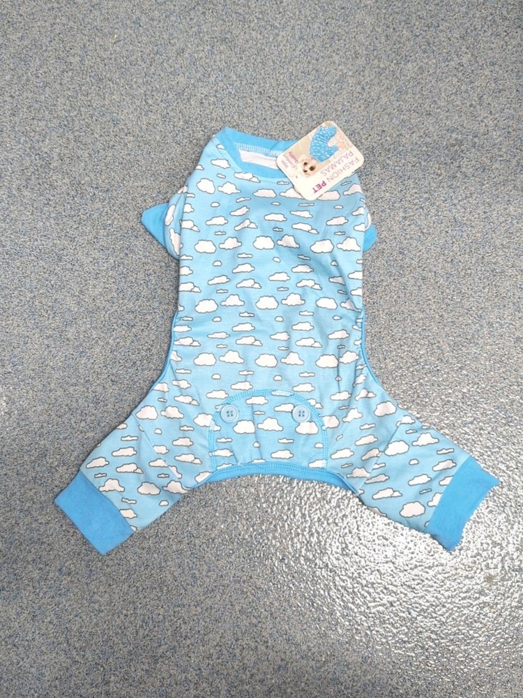 Floating on Clouds PJs for Dogs Blue Interlock cotton blend  Medium