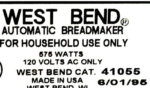 Power Cord Assembly for West Bend Bread Maker Model 41055