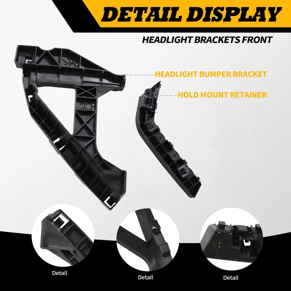 Front Headlight & Bumper Bracket Mount Support Retainer Compatible with 2016-...