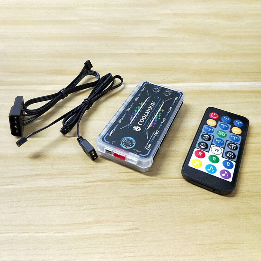 PC Cooling Fan Hub RGB Fan ARGB Controller Remote Control Computer Case Adapter