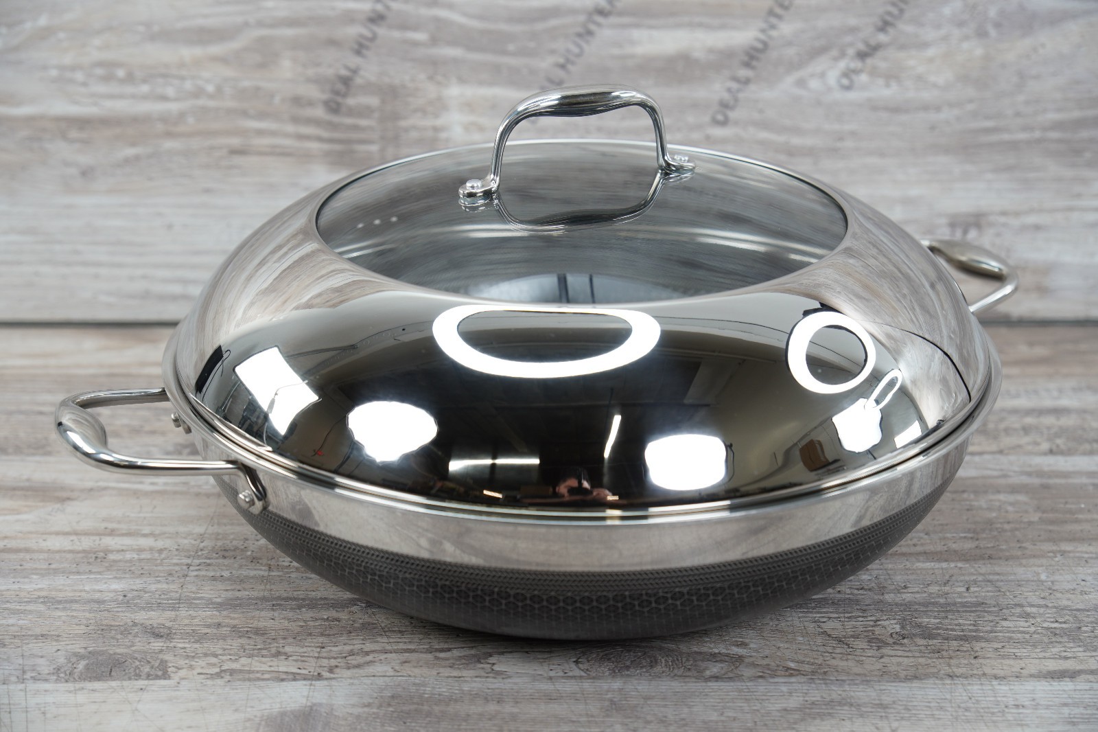 HexClad Hybrid Nonstick 14" Inch Wok W/ Stainless Steel Lid #7551