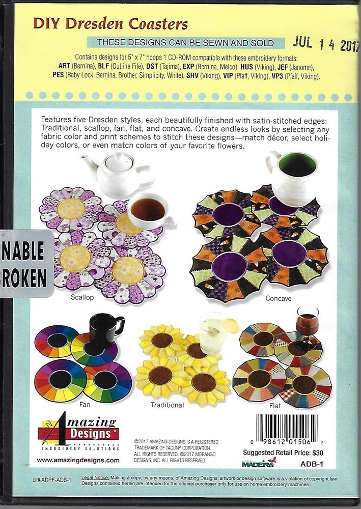 Amazing Designs - DIY Dresden Coasters (CD-ROM) New