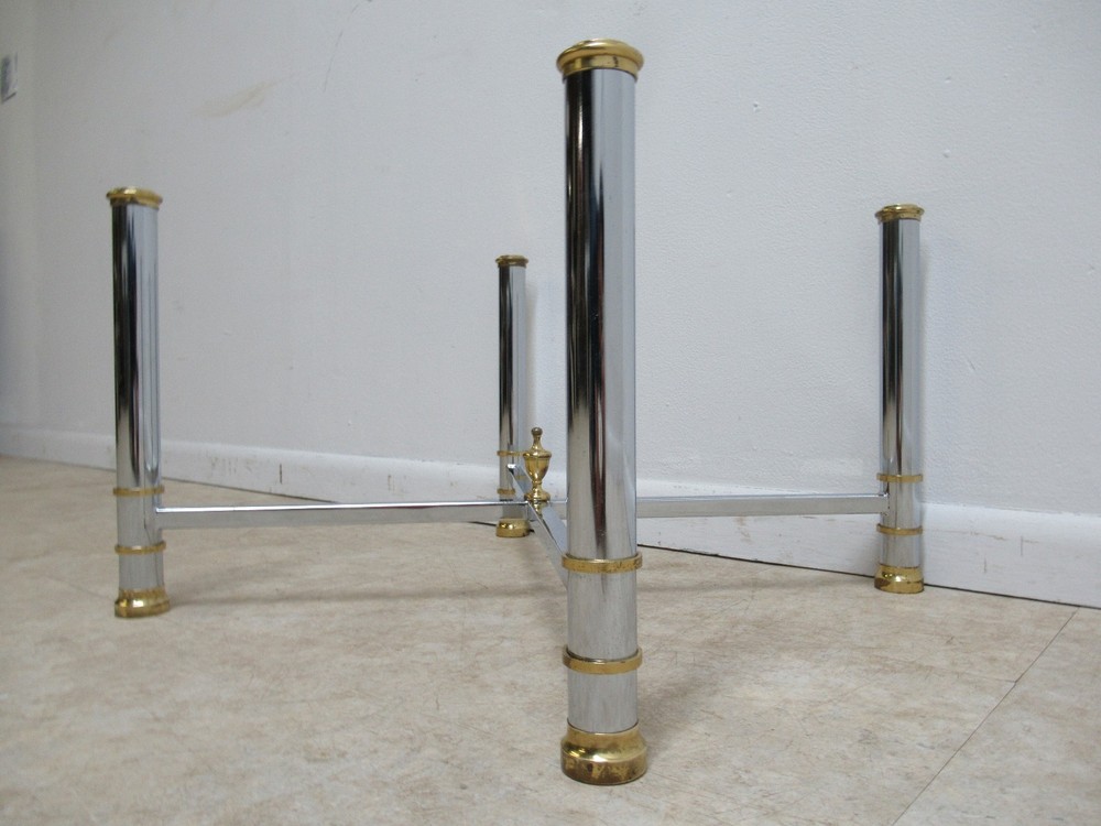 Vintage French Regency Chrome Brass Coffee Table Base